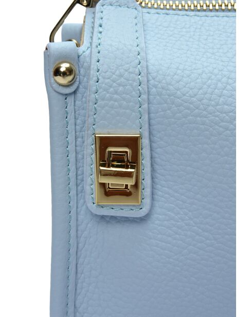 Bolso Yuzefi de piel celeste - 12x19x9 cm