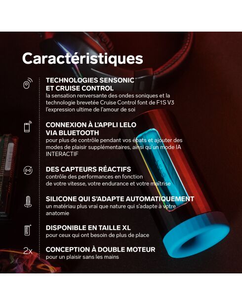 Masturbateur Homme Grand Format avec Application Bluetooth, LELO F1S V3 XL