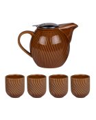Tee-Set und 4 braune Mao-Honigbecher - 0,9 l