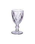 Packung mit 6 transparenten/kristallfarbenen Diamant-Stielgläsern — 250 ml