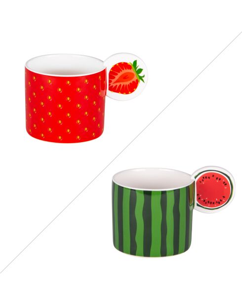 Mugs Fruitissimo assortiment de 2 multicolores - 35 cl
