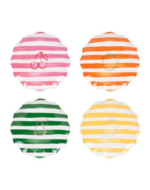 Set mit 4 mehrfarbigen Tutti Frutti Desserttellern - D.20 cm