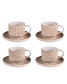 Coffret de 4 paires de tasses mixte Miyaki crème/ivoire - 18 cl