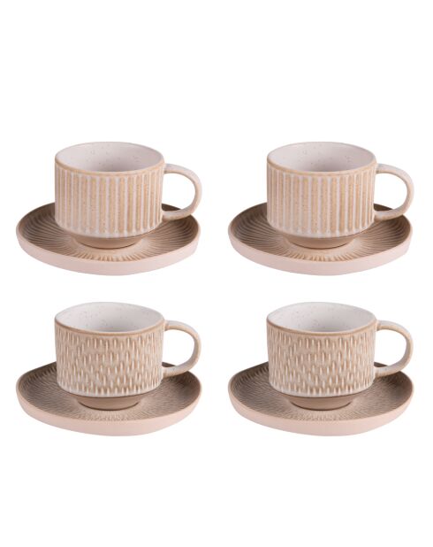 Coffret de 4 paires de tasses mixte Miyaki crème/ivoire - 18 cl