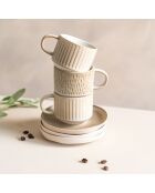 Coffret de 4 paires de tasses mixte Miyaki crème/ivoire - 18 cl
