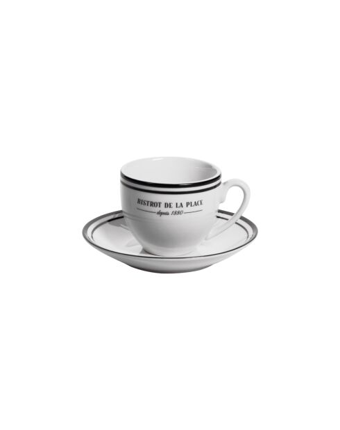 6 Tasses et soucoupe Bistrot blanches - 9 cl
