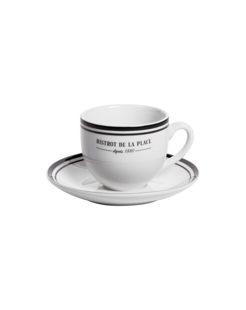 6 Tasses et soucoupes Bistrot blanches - 22 cl
