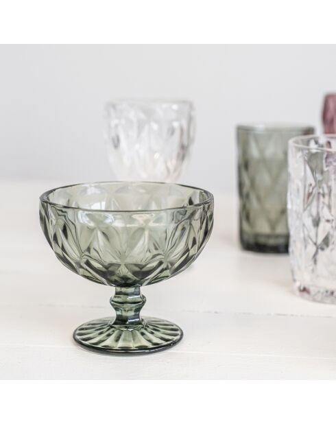 Packung mit 6 grauen Diamant-Eisbechern - 350 ml
