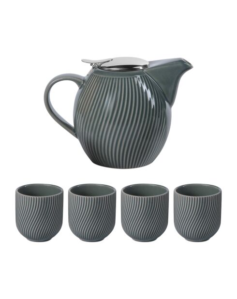 Set de tetera y 4 tazas Mao gris - 0,9 L