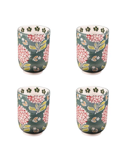 Coffret de 4 gobelets Cottage vert - Hauteur 11 cm