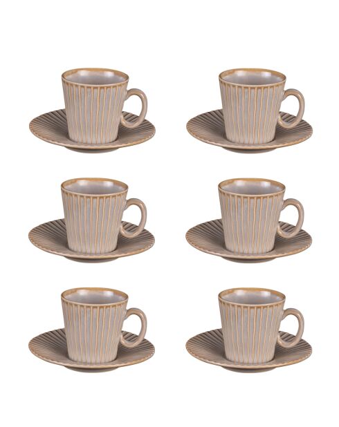 Coffret de 6 paires de tasses à café Liv gris - 9 cl