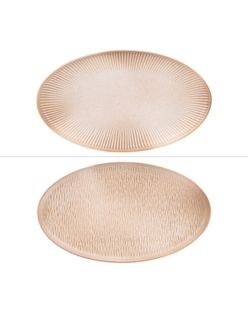 Plat ovale Miyaki assortiment de 2 crème/ivoire - 33x24 cm