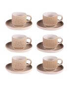 Coffret de 6 paires de tasses à café Miyaki crème/ivoire - 9 cl