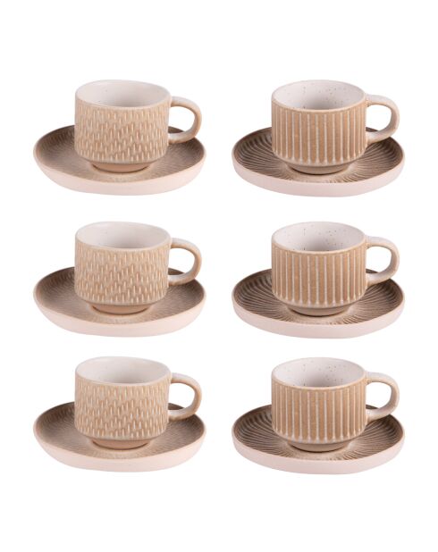Coffret de 6 paires de tasses à café Miyaki crème/ivoire - 9 cl