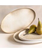 Plat ovale Miyaki assortiment de 2 crème/ivoire - 30x17 cm