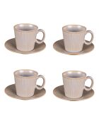 Set mit 4 Paaren grauer Liv-Teetassen - 22 cl