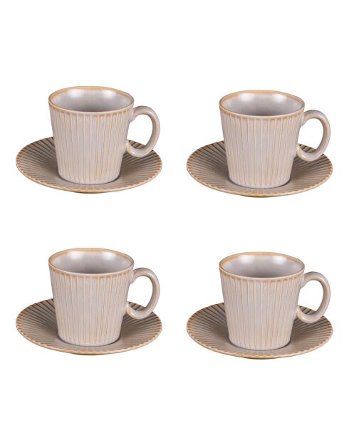 Set mit 4 Paaren grauer Liv-Teetassen - 22 cl