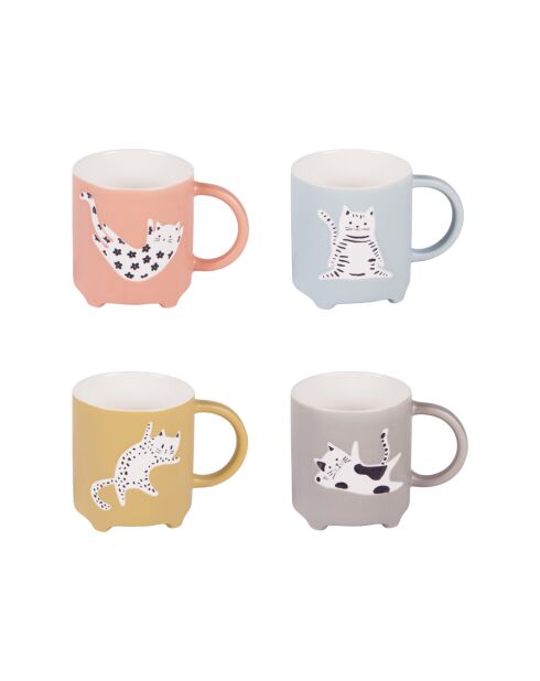 Coffret de 4 mugs Ronron multicolore - 35 cl