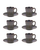 Coffret de 6 paires de tasses à café Liv bleu - 9 cl