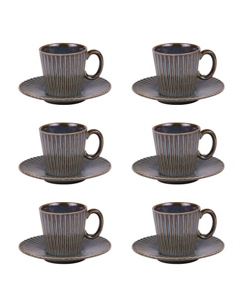 Coffret de 6 paires de tasses à café Liv bleu - 9 cl