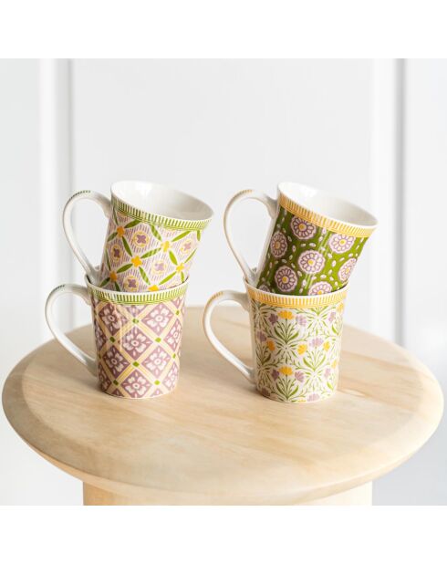 Coffret de 4 mugs Chester blanc - 38 cl