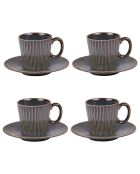 Coffret de 4 paires de tasses à thé Liv bleu - 22 cl