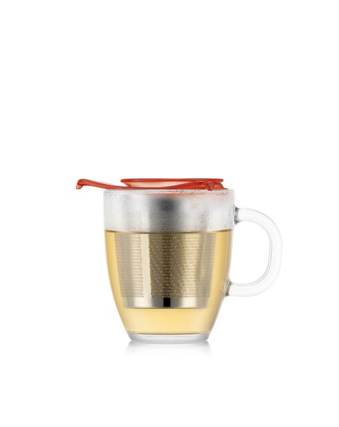 Mug en verre trempé avec infuseur à thé en inox individuel transparent - 0.35 l