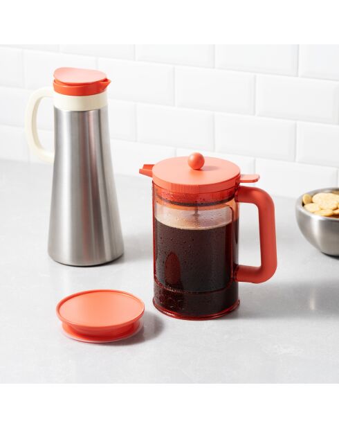 Cafetière avec couvercle supplémentaire 12 tasses Hot & Cold Brew orange - 1.5l
