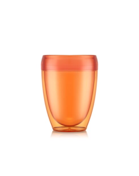 Set mit 6 orangefarbenen doppelwandigen Plastikbechern - 0,35 l