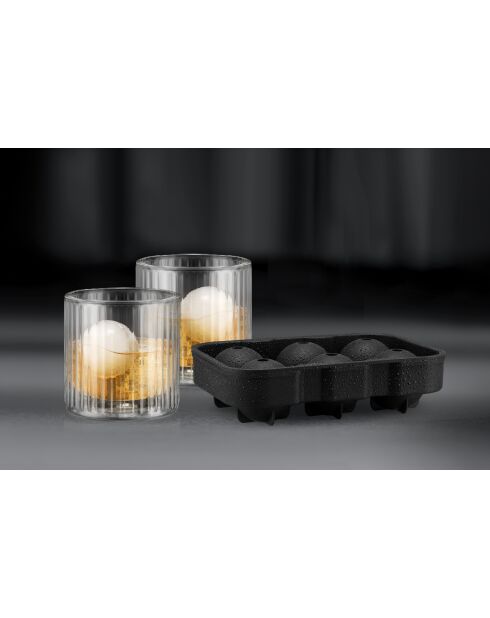 2 bicchieri da whisky in silicone a doppia parete, vaschetta per il ghiaccio trasparente - 0,3 l