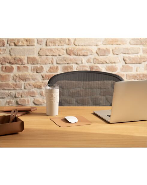 Mug de voyage isotherme, double paroi inox, couvercle à vis étanche crème - 0.35 l