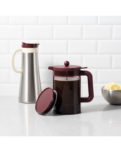 Cafetière avec couvercle supplémentaire 12 tasses Hot & Cold Brew rouge - 1.5l