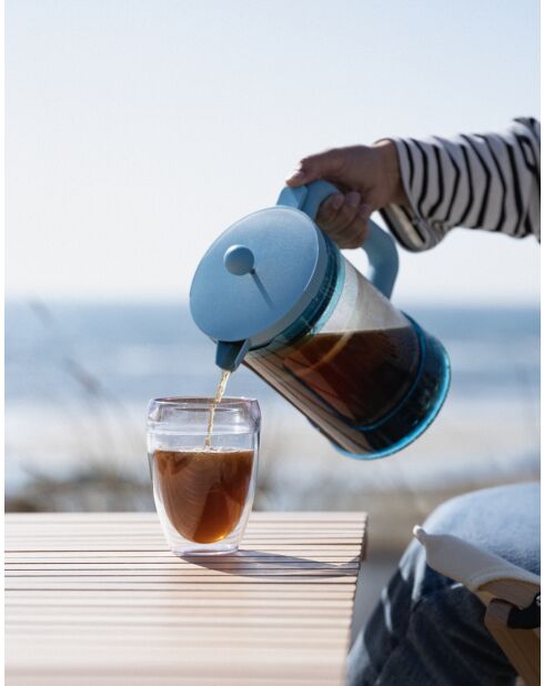 Cafetière avec couvercle supplémentaire 12 tasses Hot & Cold Brew bleue - 1.5l