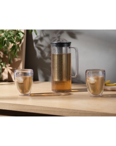 Pichet à thé glacé avec filtre infuseur en inox transparent- 1.2 L