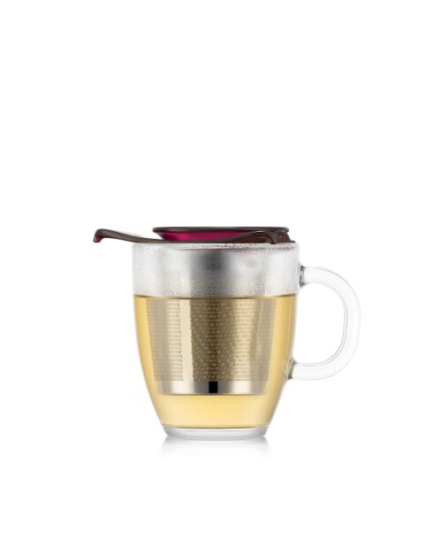 Mug en verre trempé avec infuseur à thé en inox individuel transparent - 0.35 l