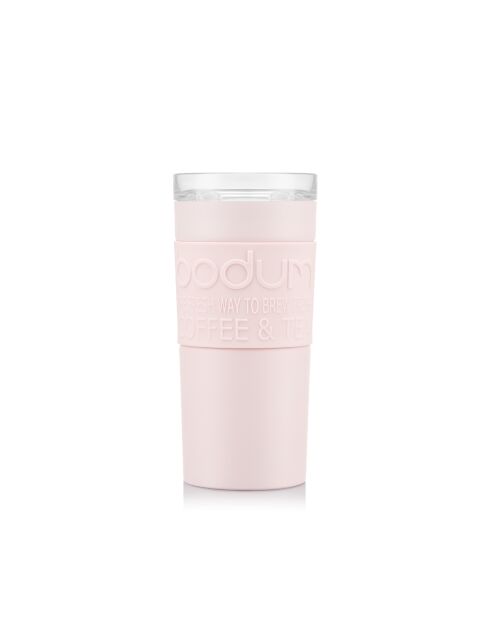 Mug de voyage isotherme, double paroi inox, couvercle à vis étanche rose- 0.35 l
