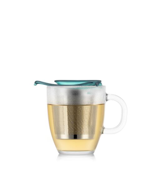 Mug en verre trempé avec infuseur à thé en inox individuel transparent - 0.35 l