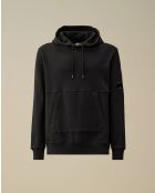 Zwarte hoodie met diagonale fleecelens