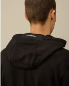 Zwarte hoodie met diagonale fleecelens