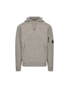 Kapuzenpullover mit diagonalen Fleece-Gläsern, meliertes Grau