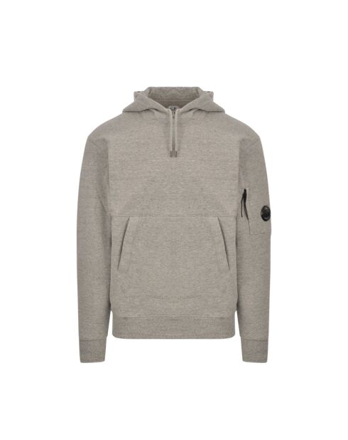 Kapuzenpullover mit diagonalen Fleece-Gläsern, meliertes Grau