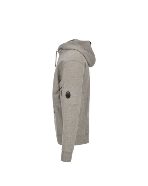 Kapuzenpullover mit diagonalen Fleece-Gläsern, meliertes Grau