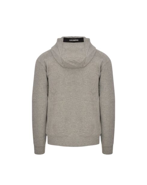 Kapuzenpullover mit diagonalen Fleece-Gläsern, meliertes Grau