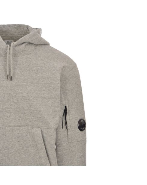 Kapuzenpullover mit diagonalen Fleece-Gläsern, meliertes Grau