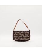 Pochette Accessoires Graffiti marron - Bon état général - 21x13x3.5cm