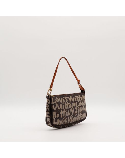 Pochette Accessoires Graffiti marron - Bon état général - 21x13x3.5cm