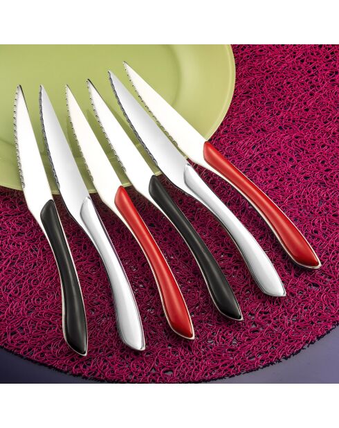 Set 6 couteaux steak Solstice coloris mixés
