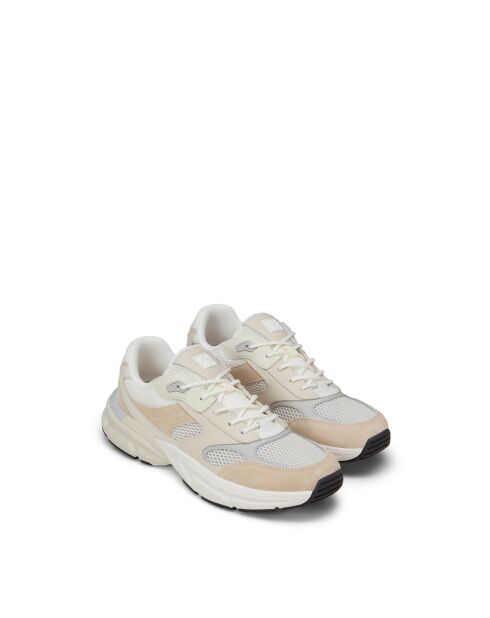 Percy 1M linnen wit/lichte geitenleren sneakers