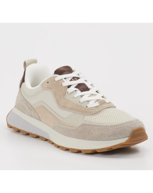 Sneakers Maxi 1M aus grauer Seide/Cremeweiß