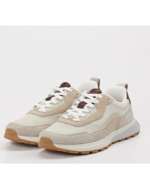 Sneakers Maxi 1M aus grauer Seide/Cremeweiß
